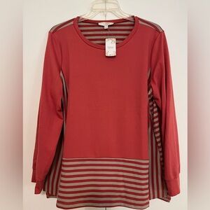 Suzanne Betro Red Striped Blouse